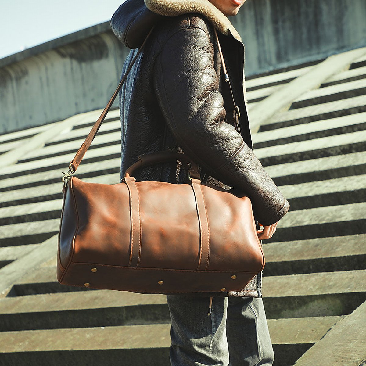 Kendal Men's Leather Weekender Bag – view 2