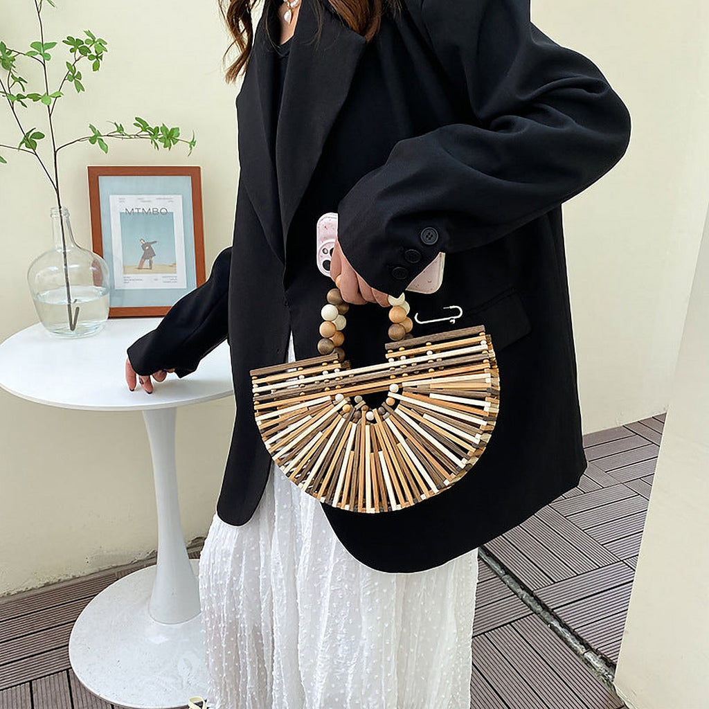 Quintessa Beaded Woven Straw Shoulder Bag – view 1