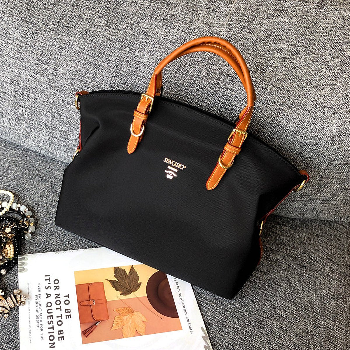 Linnea Two-Tone Oxford Canvas Shoulder Bag – view 3