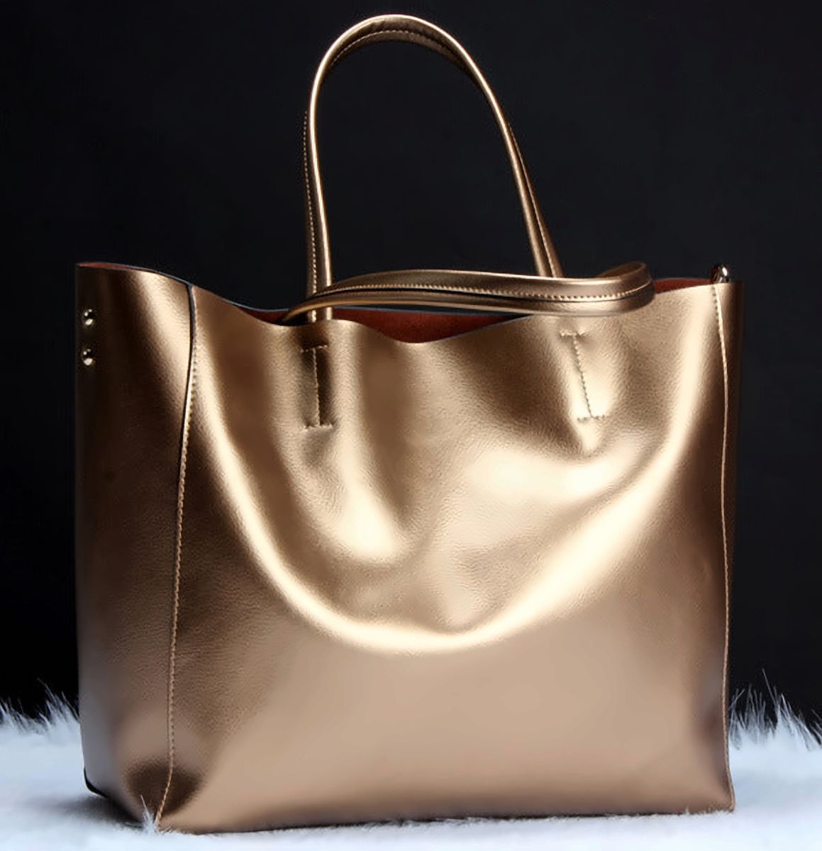 Grand Leather Shoulder Tote – view 3