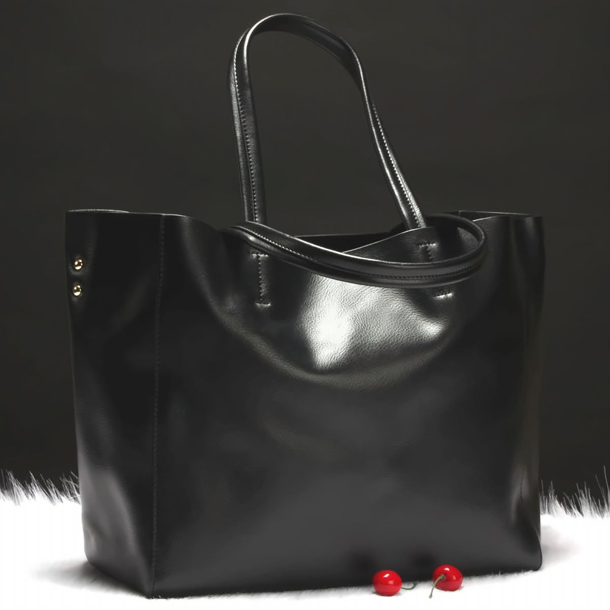 Grand Leather Shoulder Tote – view 2