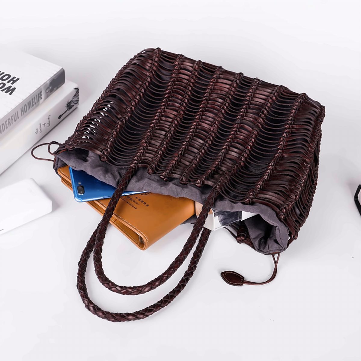Treccia Woven Leather Shoulder Bag – view 3