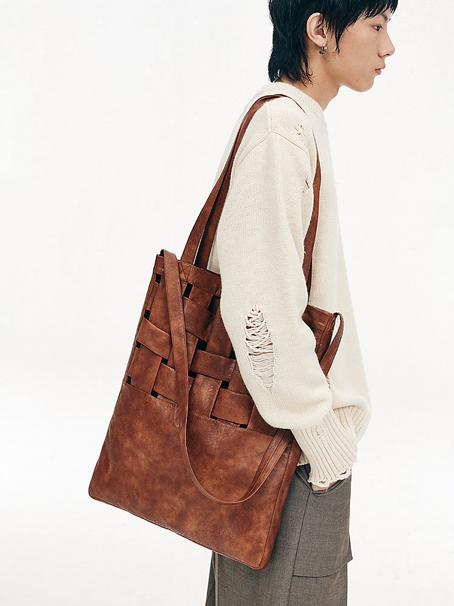 Milano Woven Vegan Leather Shoulder Bag – view 4