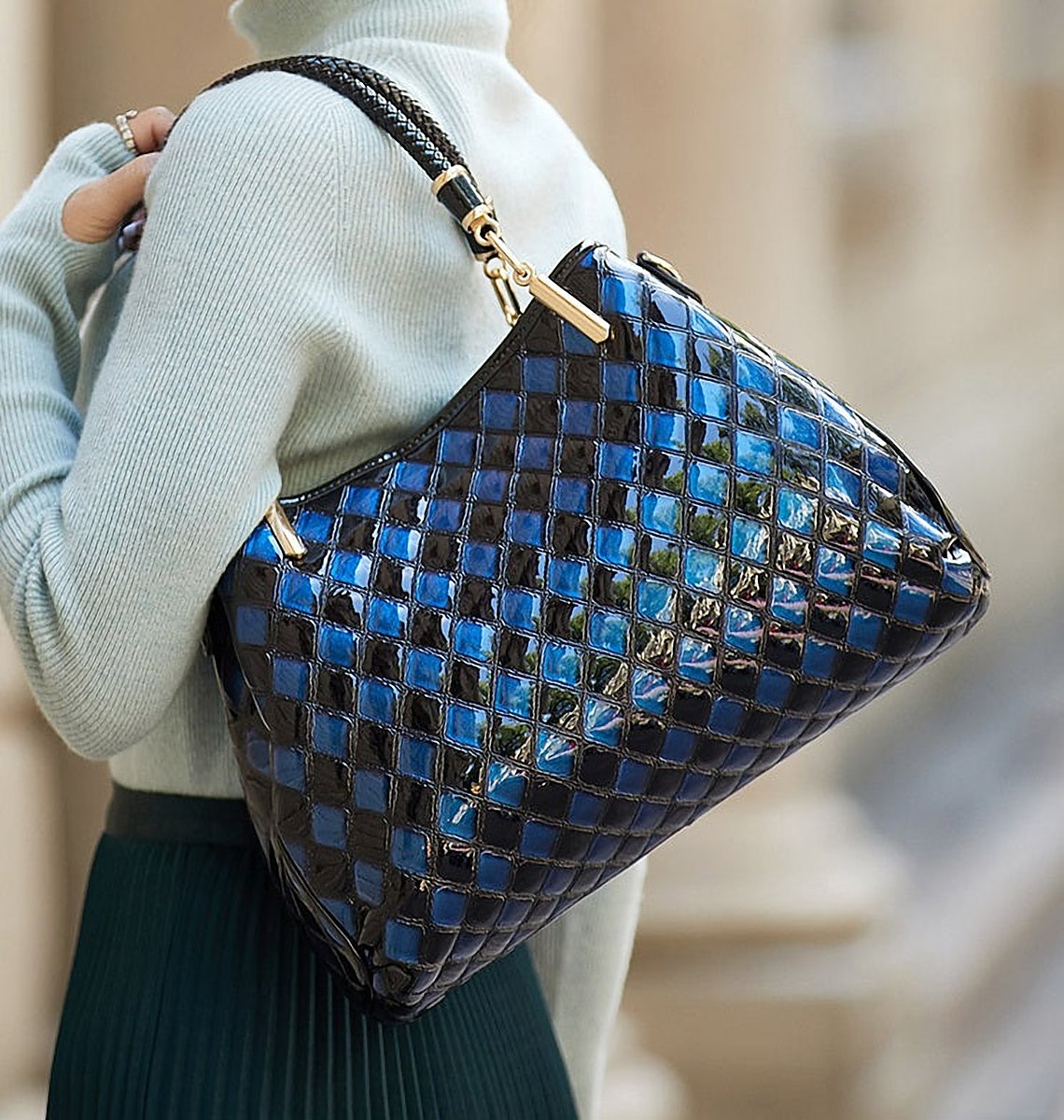 Saskia Blue Leather Shoulder Bag – view 1