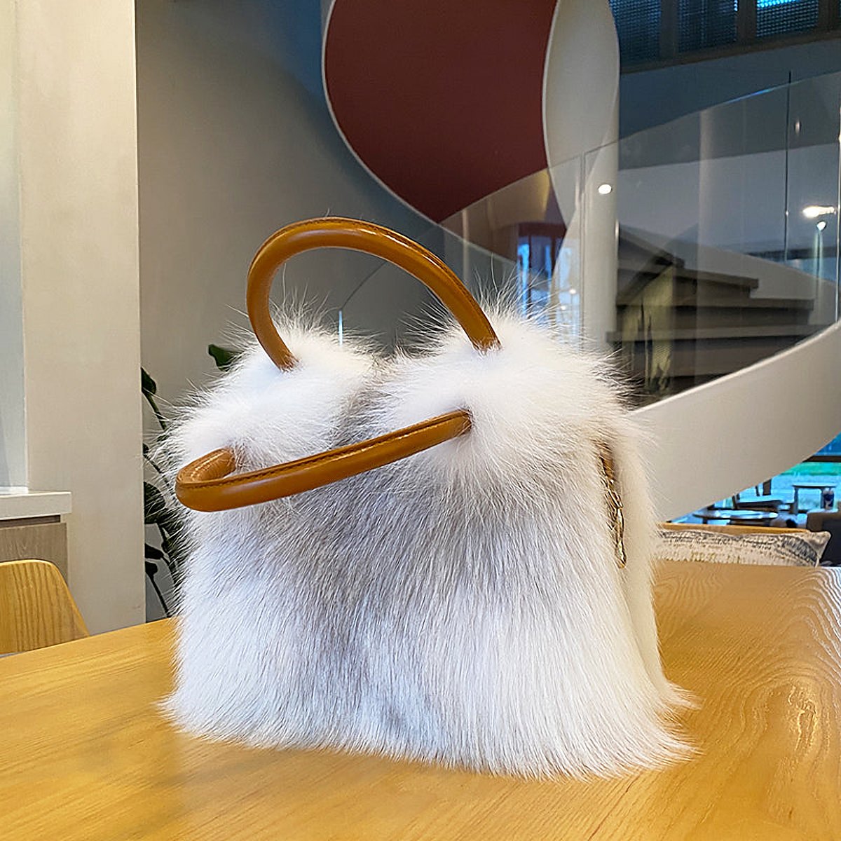 Odette Fox Fur Top Handle Bag – view 3