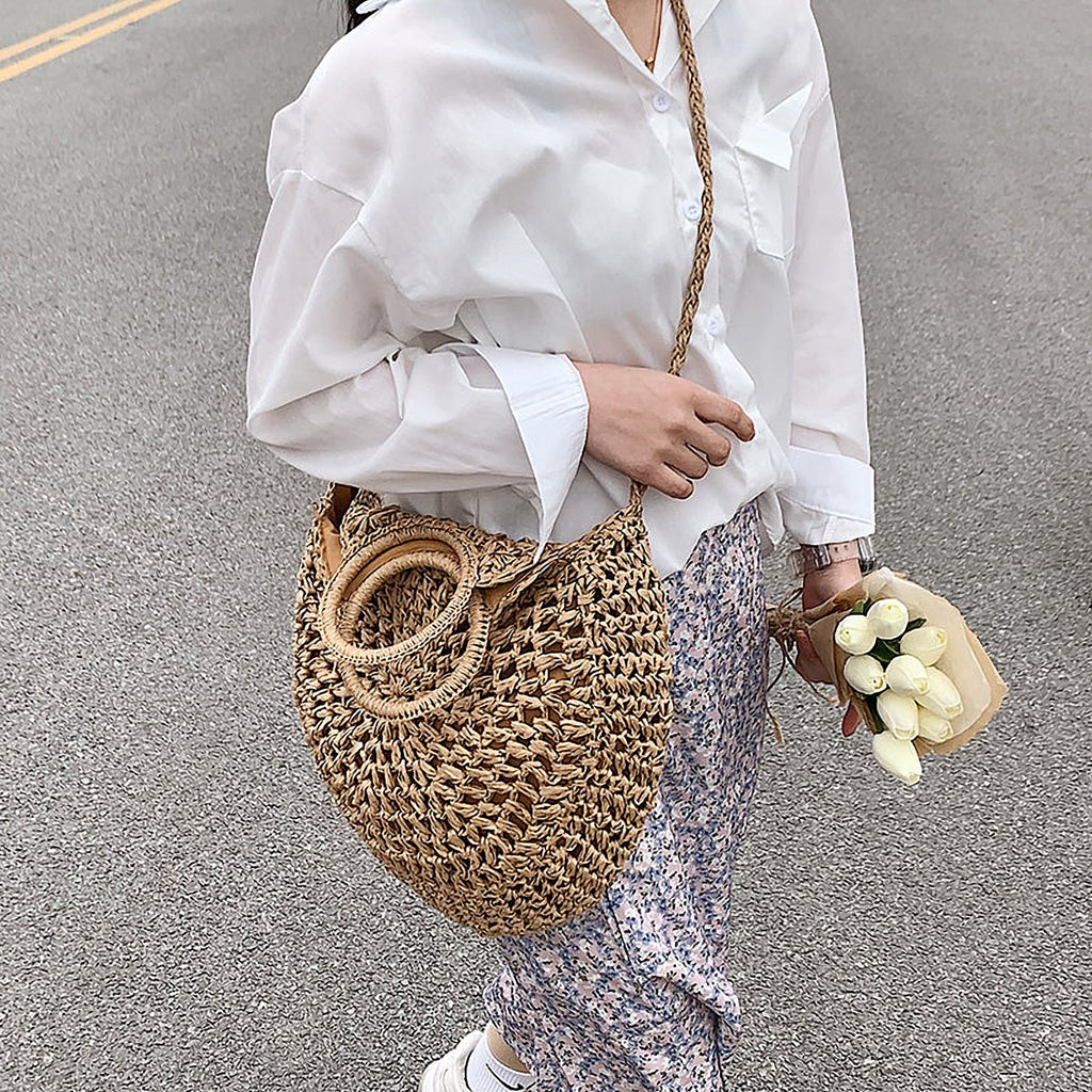 Saffron Woven Straw Shoulder Bag – view 2