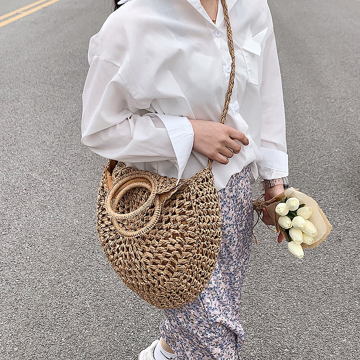 Saffron Woven Straw Shoulder Bag – view 2
