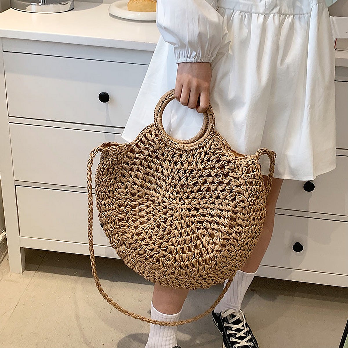 Saffron Woven Straw Shoulder Bag – view 5