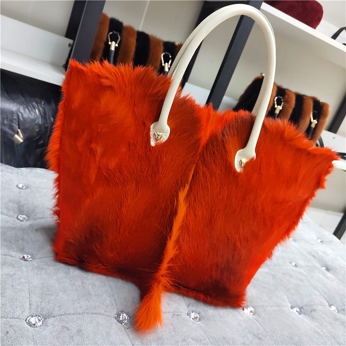 Viola Mink Hair Top Handle Bag – view 5