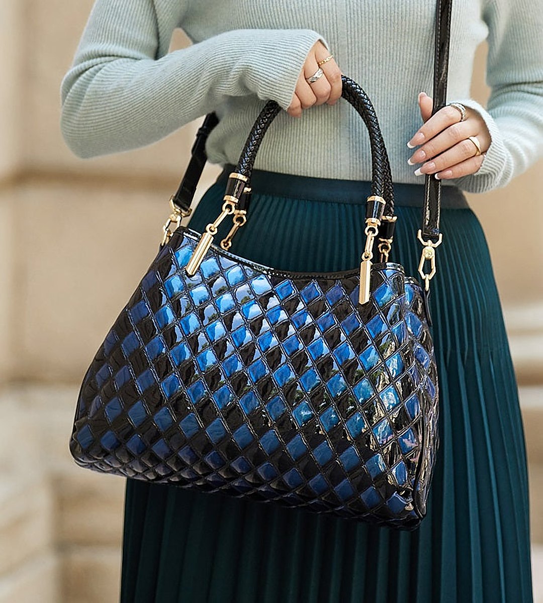 Saskia Blue Leather Shoulder Bag – view 4
