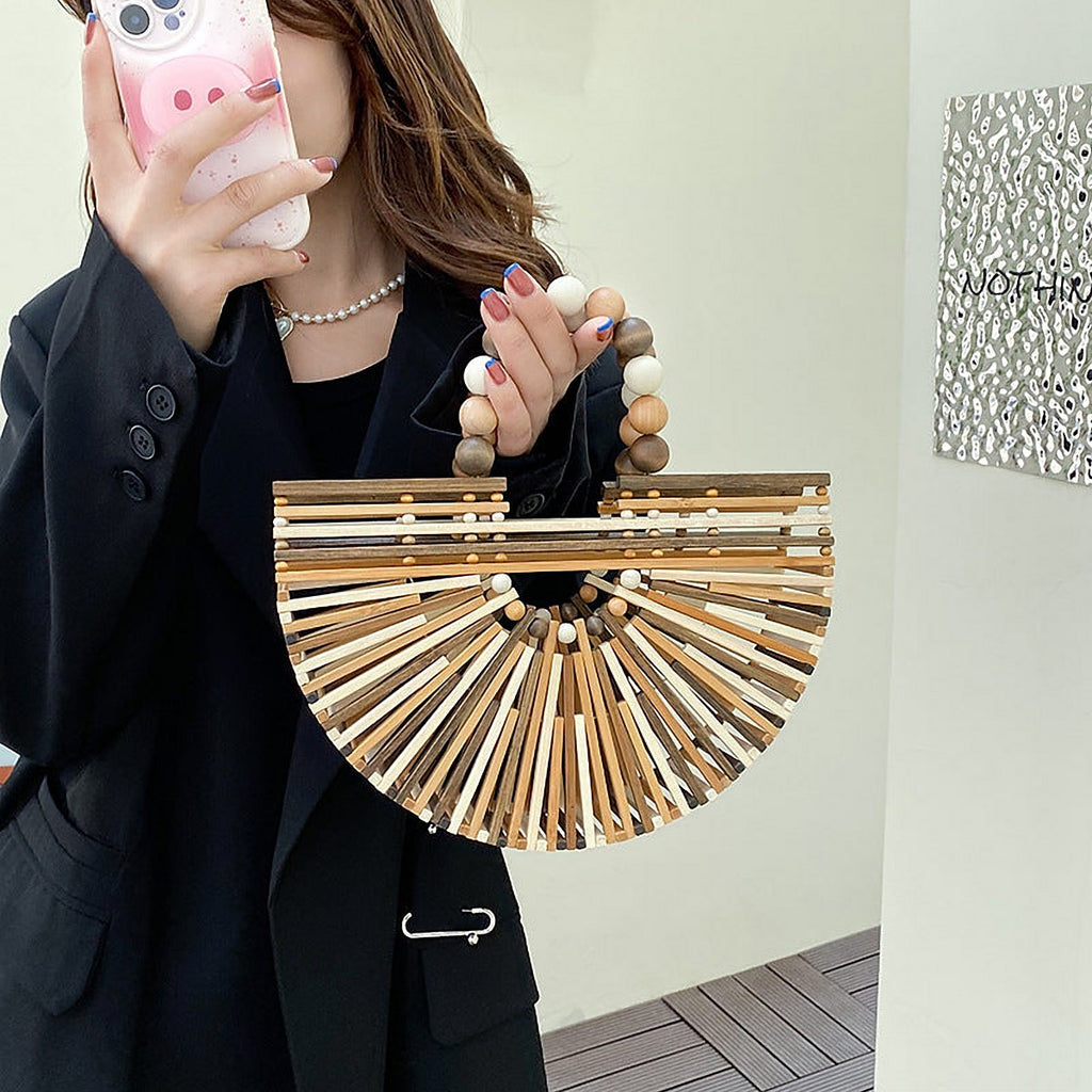 Quintessa Beaded Woven Straw Shoulder Bag – view 7