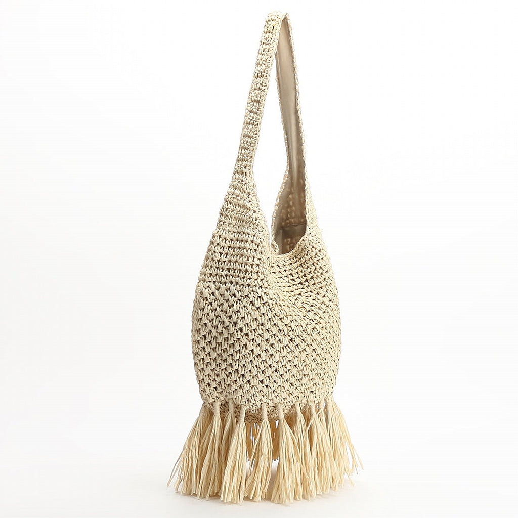 Tivoli Tasselled Straw Bucket Bag – view 4