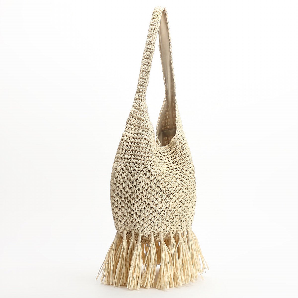 Tivoli Tasselled Straw Bucket Bag – view 4