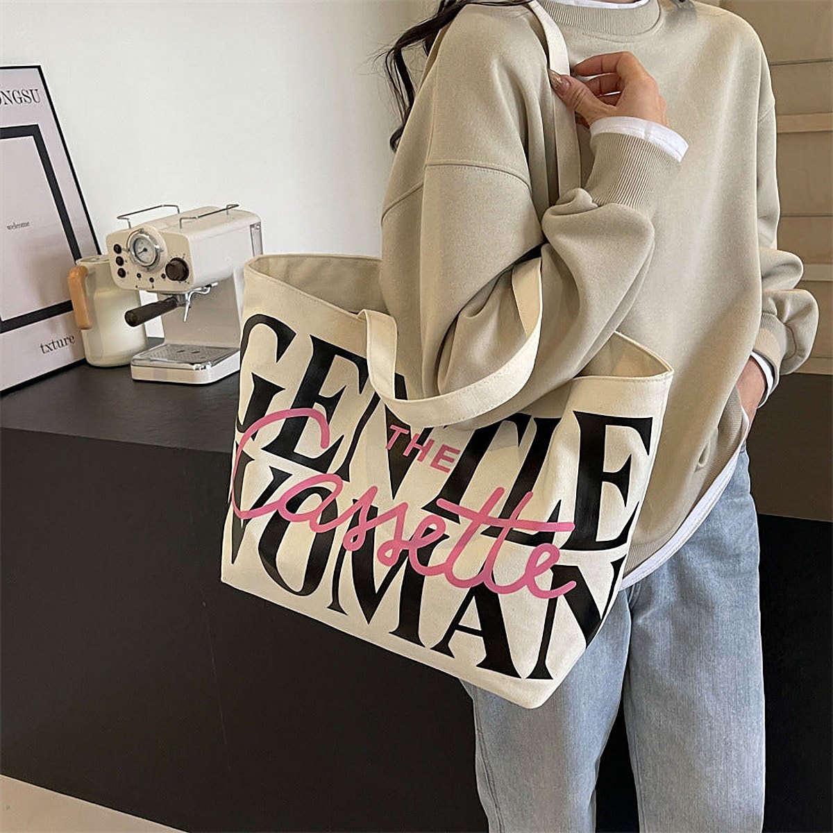 Waverly Letter Print Canvas Shoulder Bag – view 1