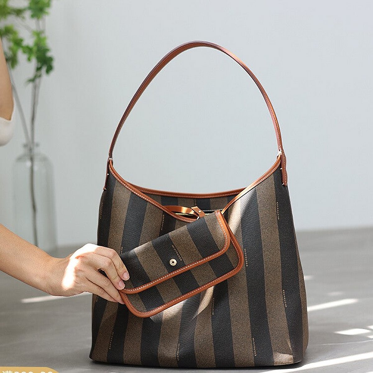 Toscana Striped Leather Shoulder Bag – view 1