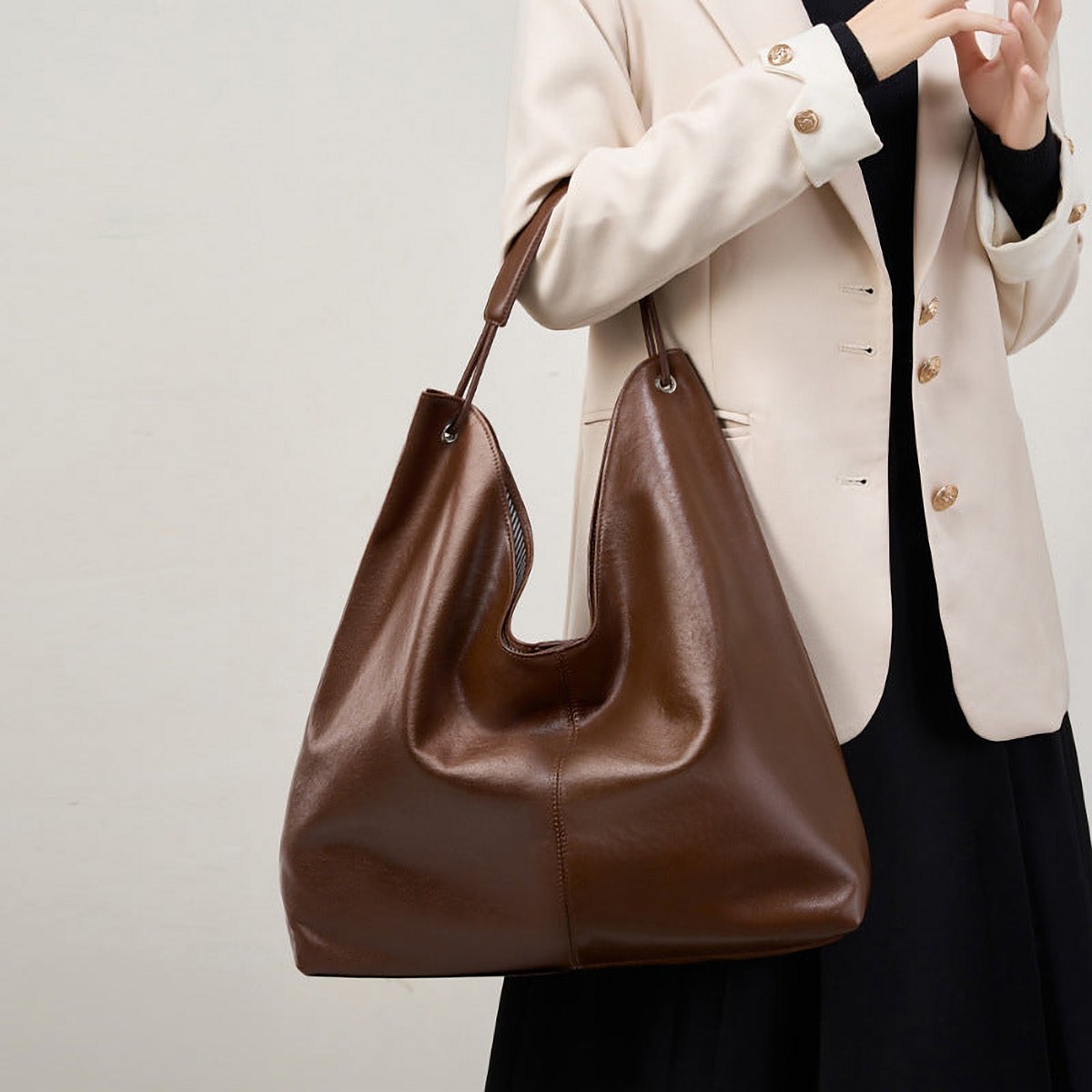 Marlowe Textured Leather Tote Bag – view 3