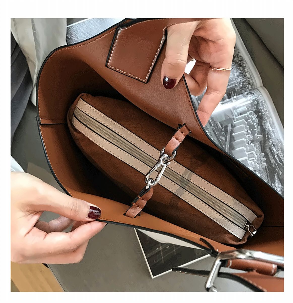 Softline Leather Bucket Crossbody – view 3