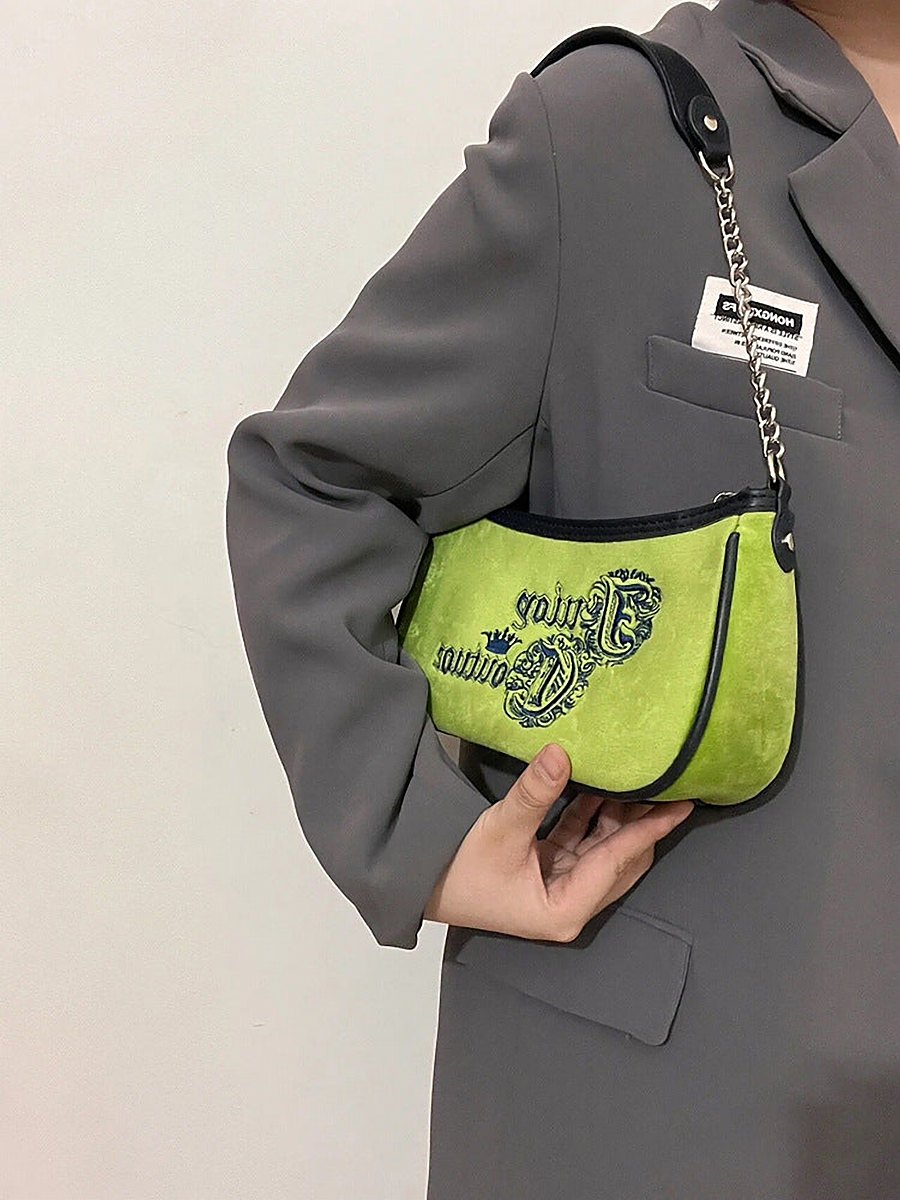 Verde Embroidered Velvet Shoulder Bag – view 2