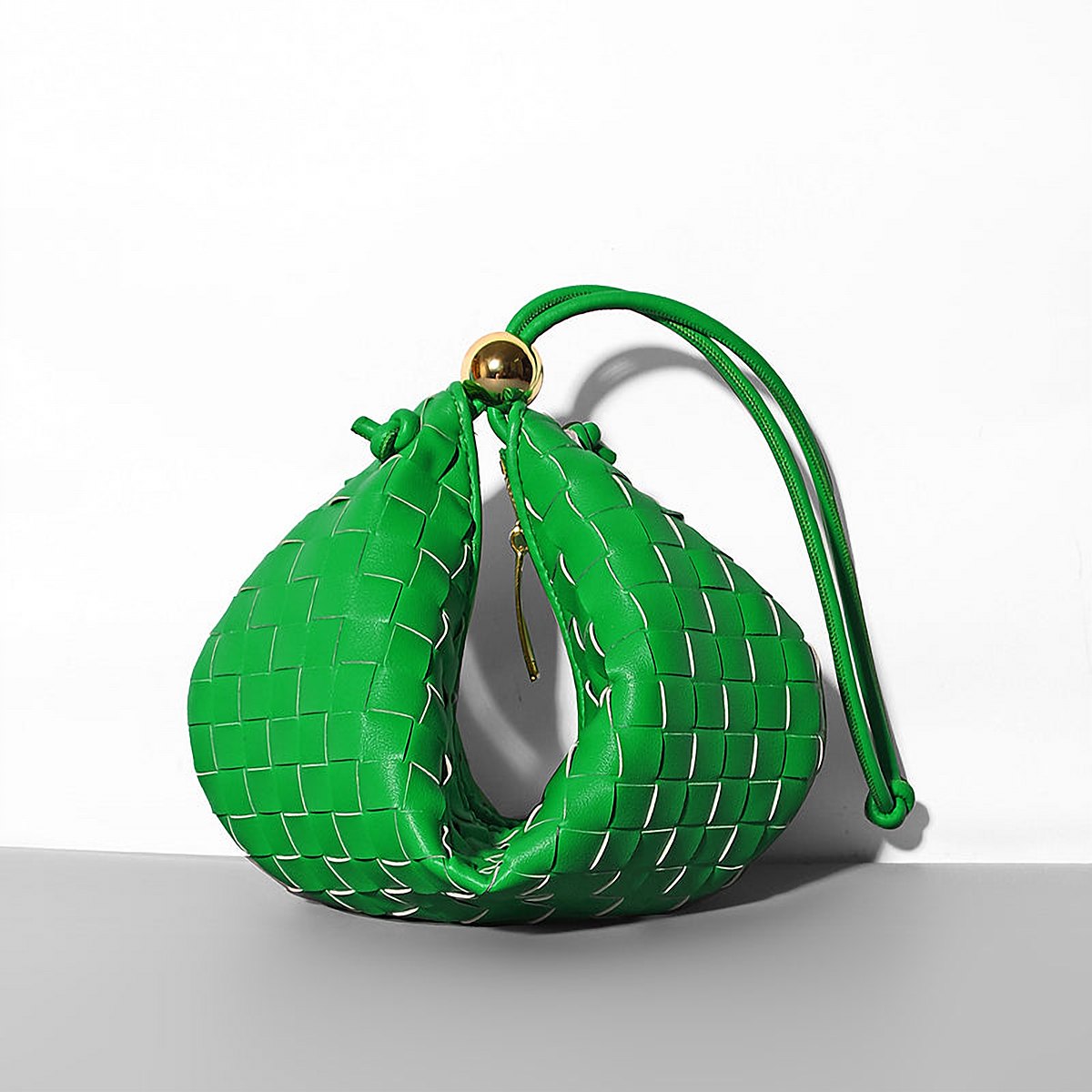 Juniper Woven Leather Gold-Ball Shoulder Bag – view 7