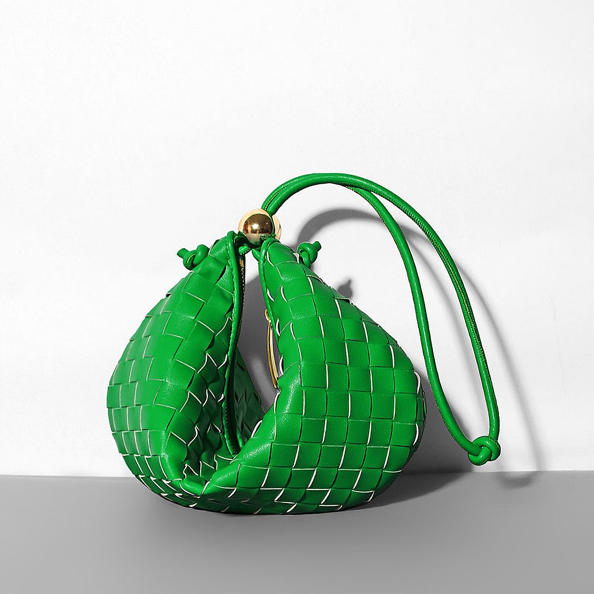 Juniper Woven Leather Gold-Ball Shoulder Bag – view 4