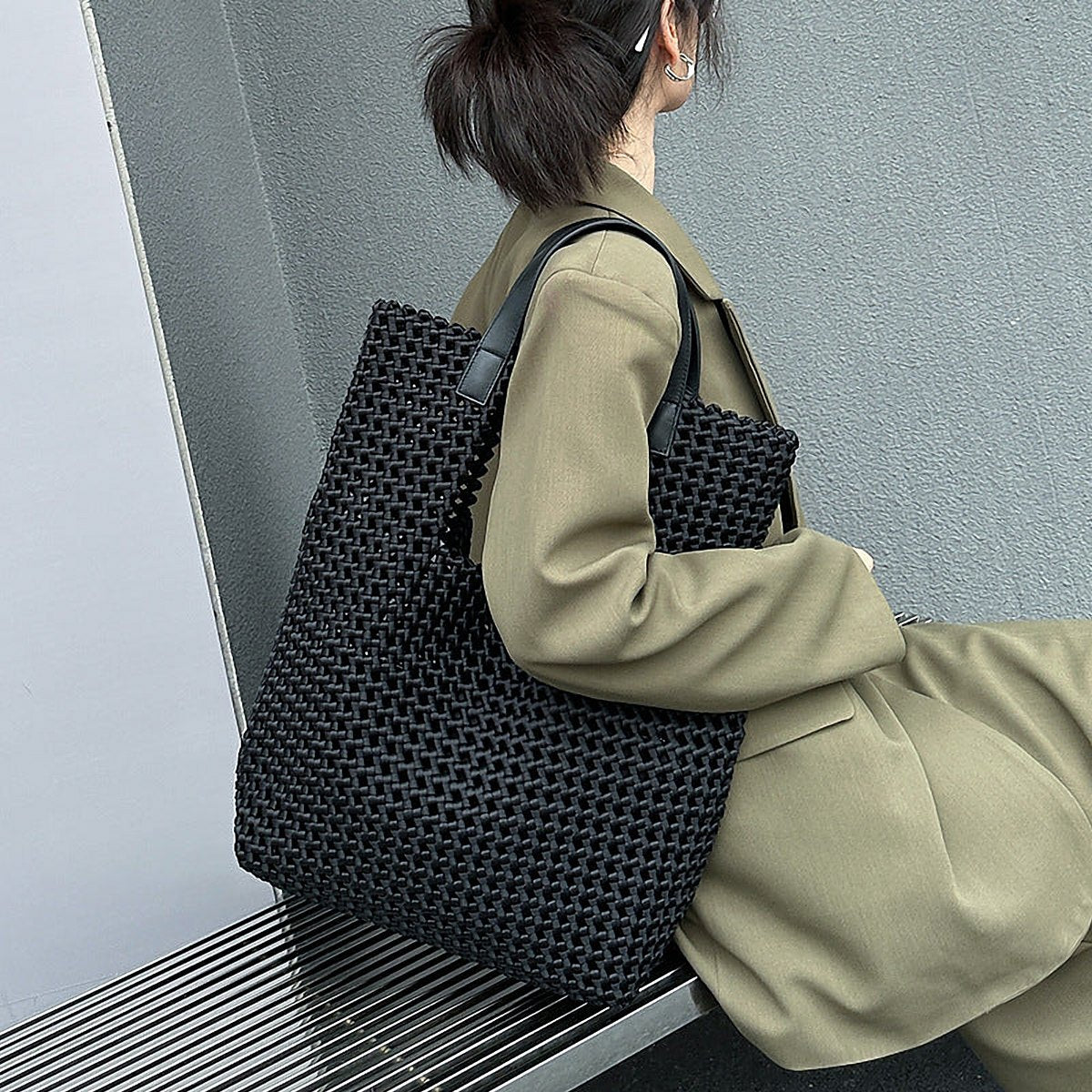 Vienna Woven Silk Satin Shoulder Bag – view 1