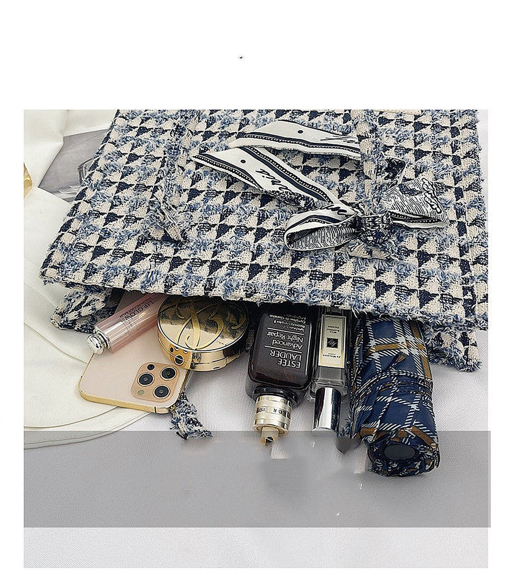 Glenna Textured Plaid Tote Bag – view 7