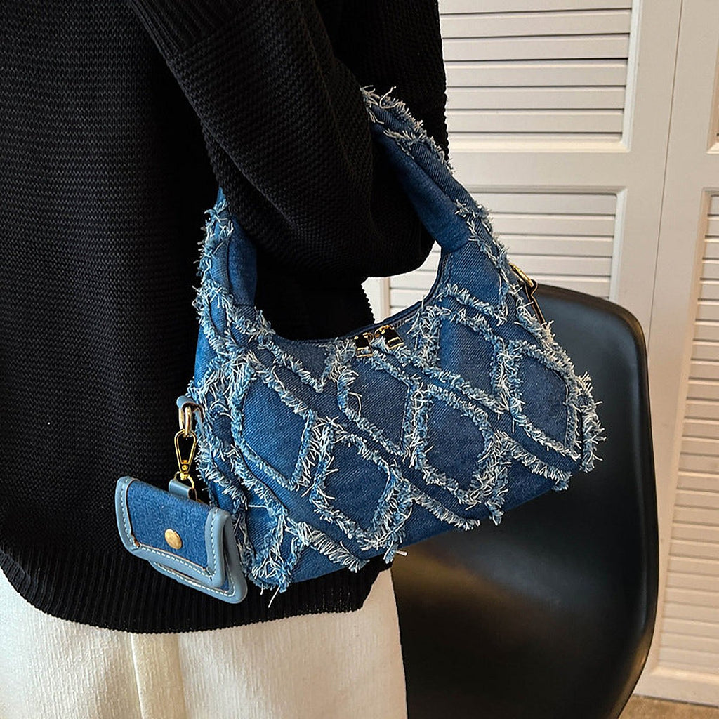 Selene Denim Crescent Hobo Bag – view 6