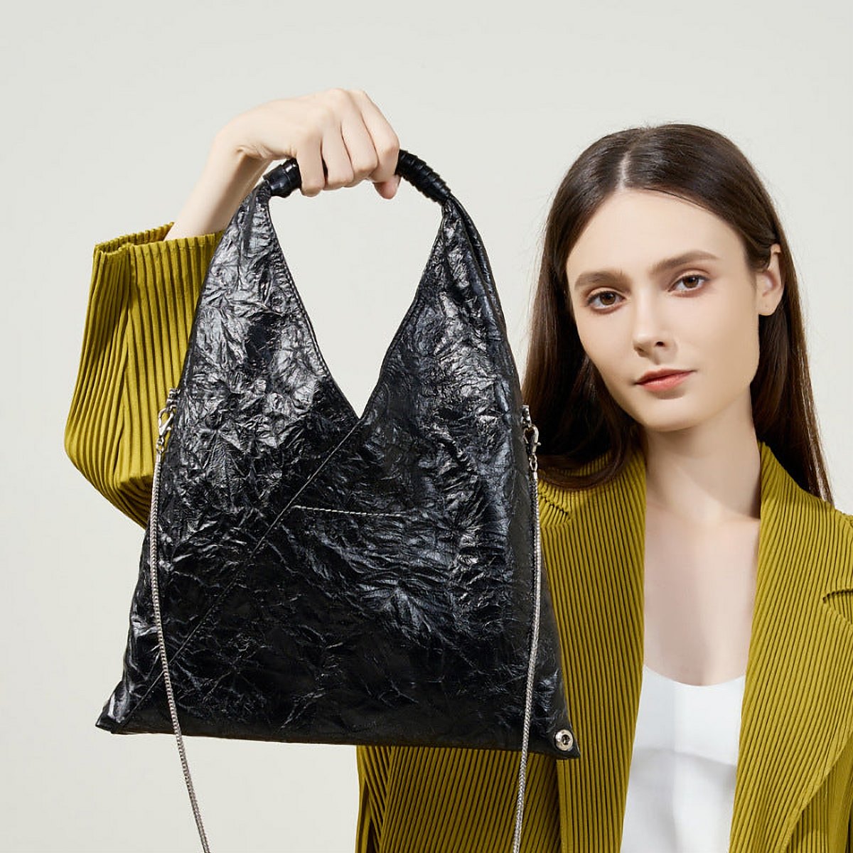 Evora Folded Leather Shoulder Bag – view 6