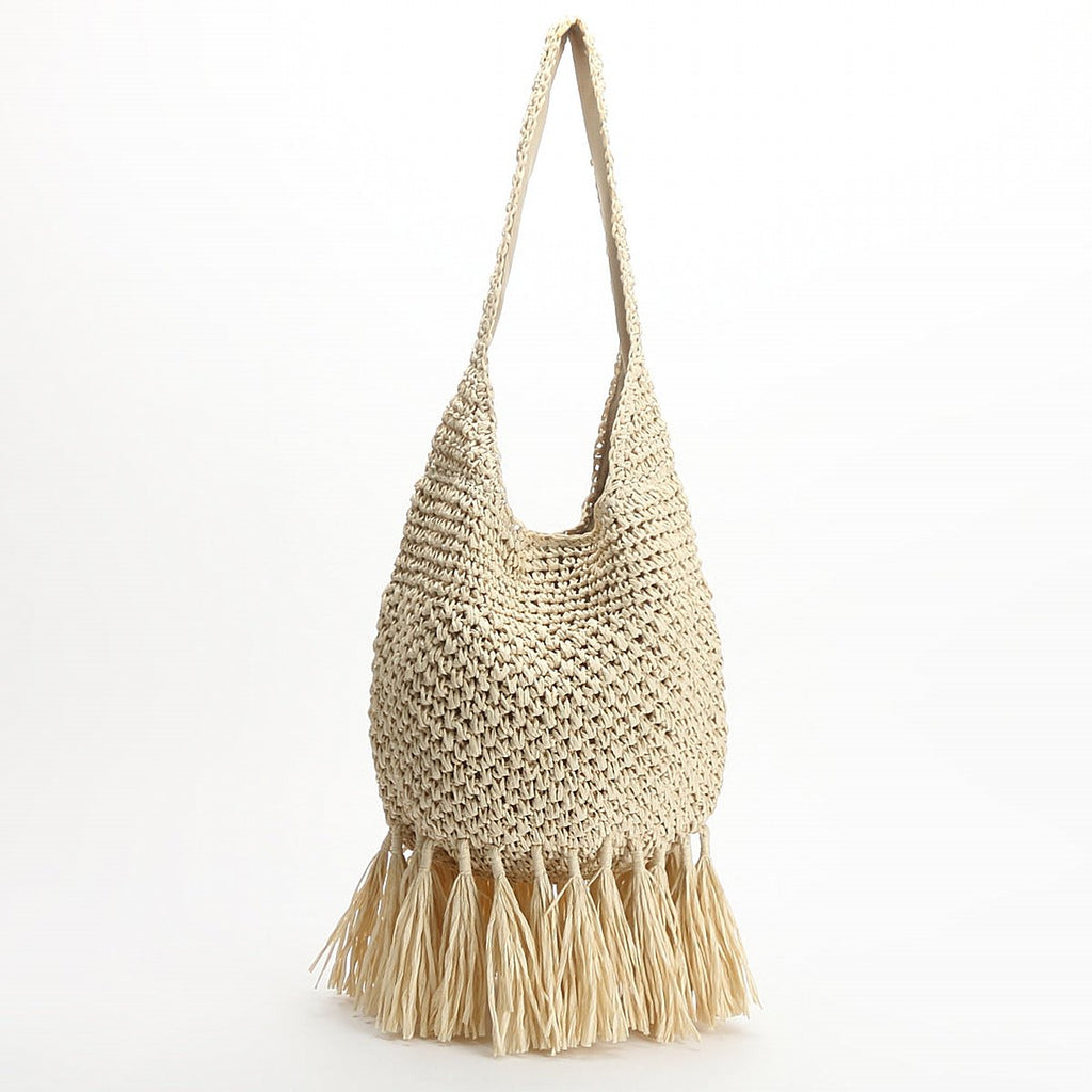 Tivoli Tasselled Straw Bucket Bag – view 6