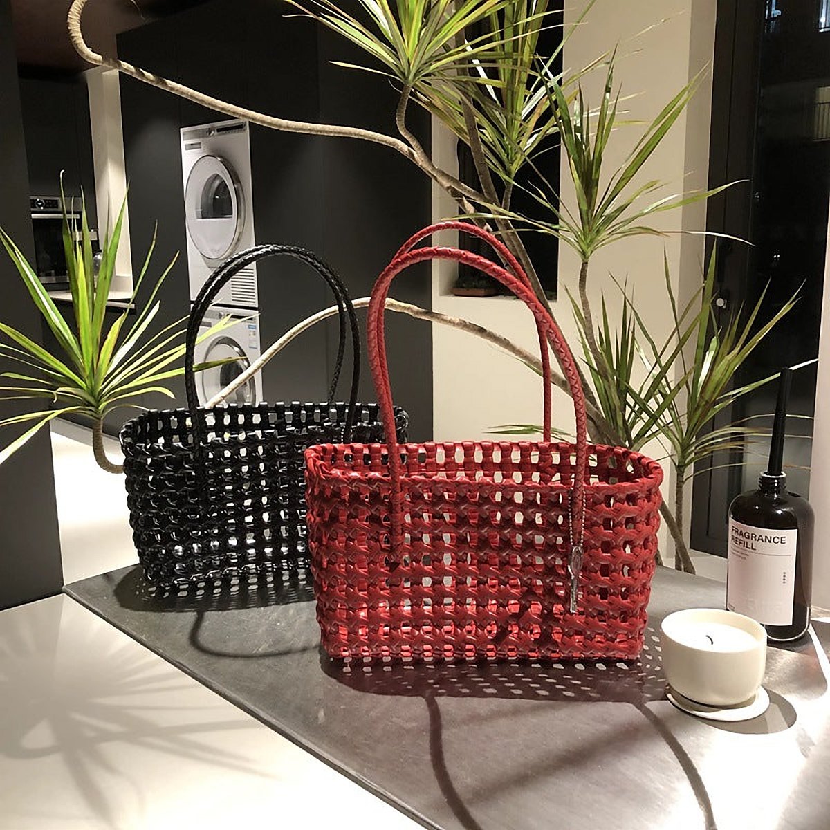 Juliette Openwork Woven Straw Tote – view 1