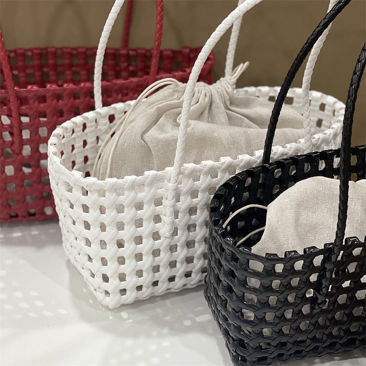 Juliette Openwork Woven Straw Tote – view 4