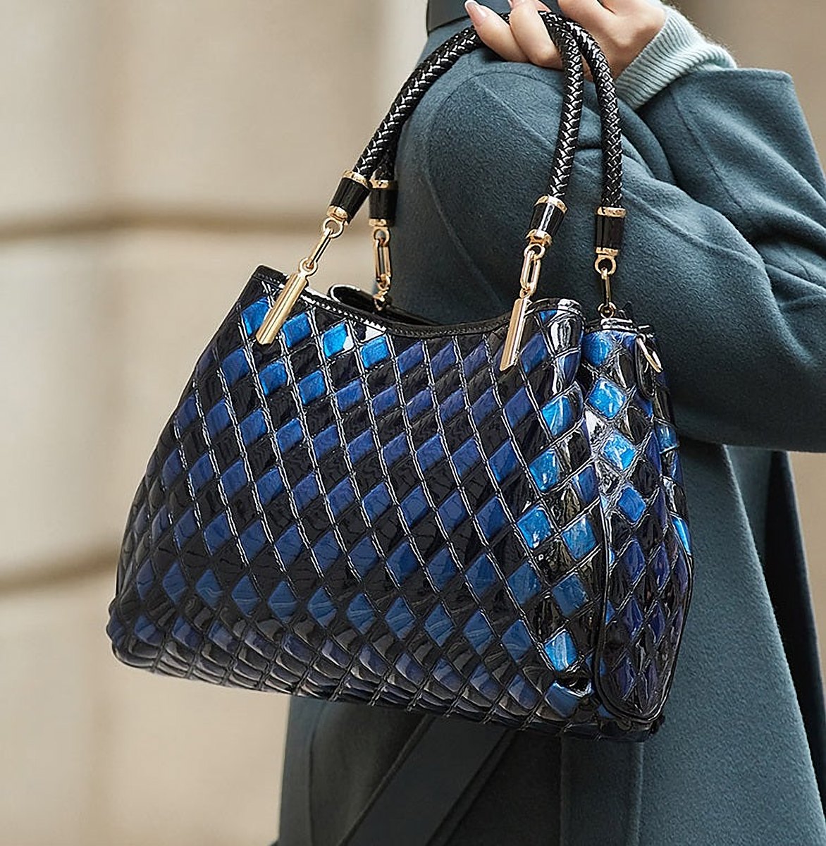 Saskia Blue Leather Shoulder Bag – view 3