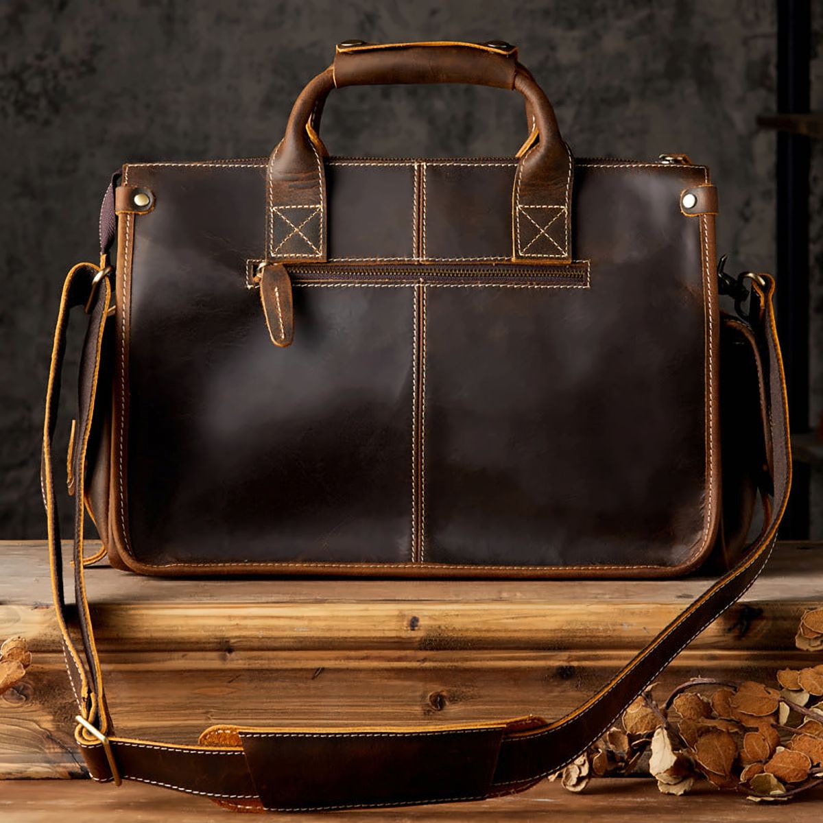 Courier Men's Leather Briefcase Bag – view 3