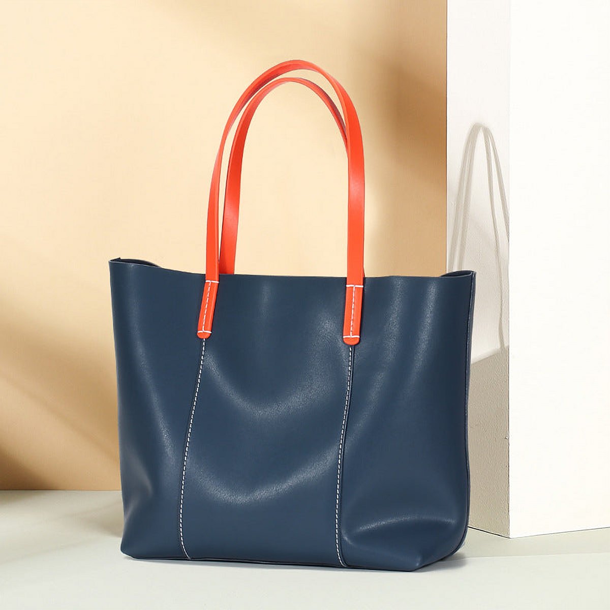 Nadia Contrast Leather Top Handle Bag – view 1