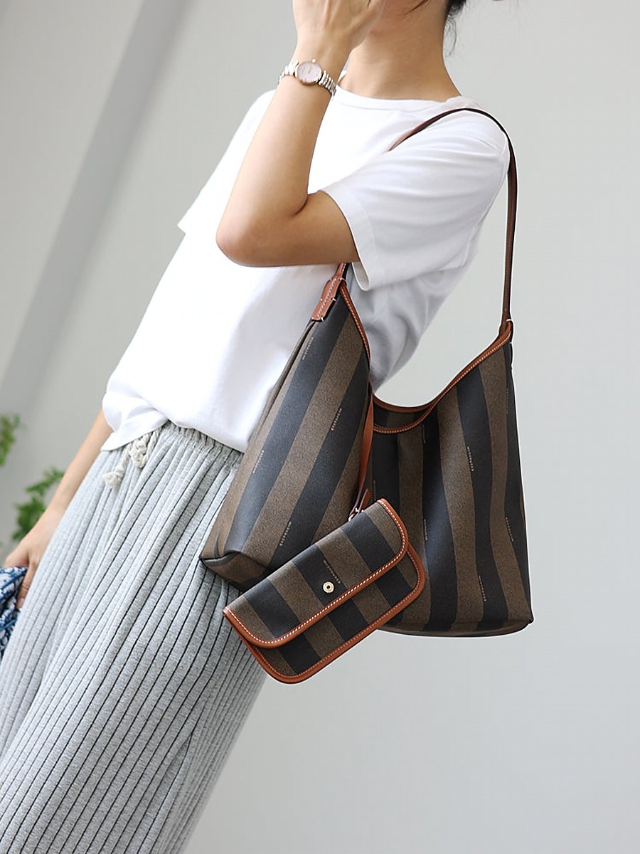 Toscana Striped Leather Shoulder Bag – view 4