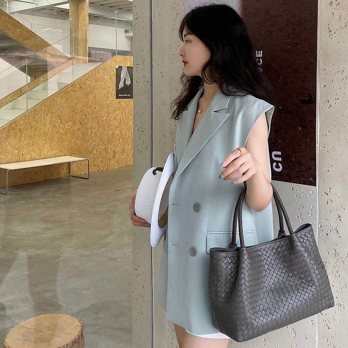 Selma Woven Leather Top Handle Bag – view 1