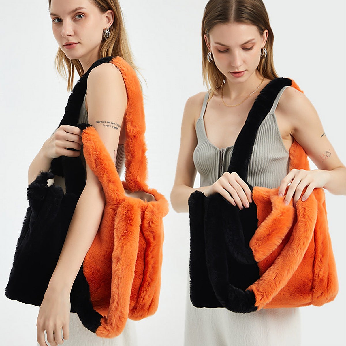 Pomme Contrast Plush Tote Bag – view 1