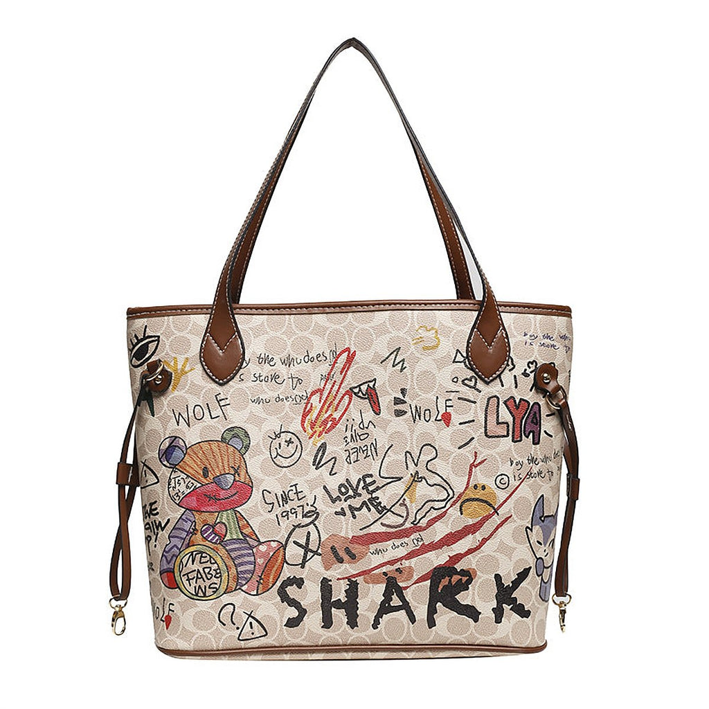 Tilda Graffiti Print Vegan Leather Tote – view 4
