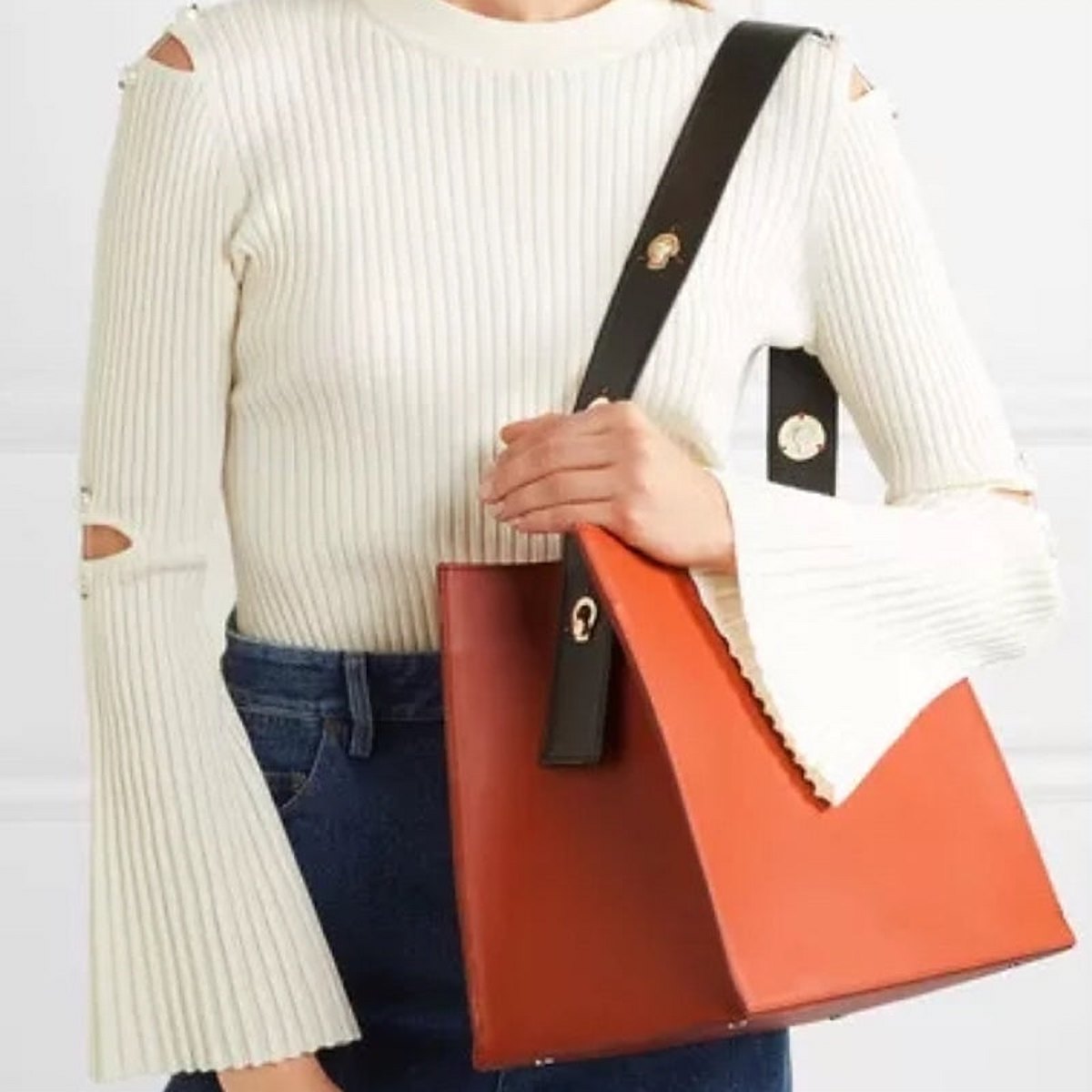 Thea Contrast Leather Shoulder Bag – view 4