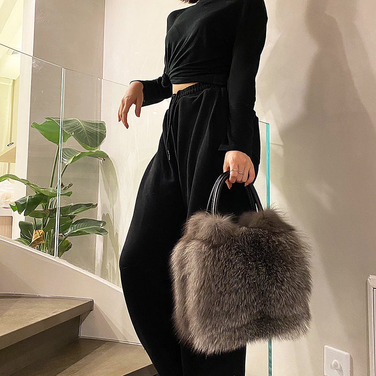 Odette Fox Fur Top Handle Bag – view 5