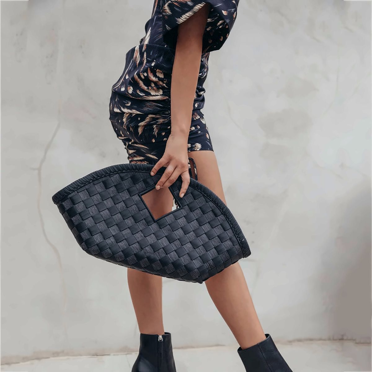 Noir Woven Shoulder Tote – view 1