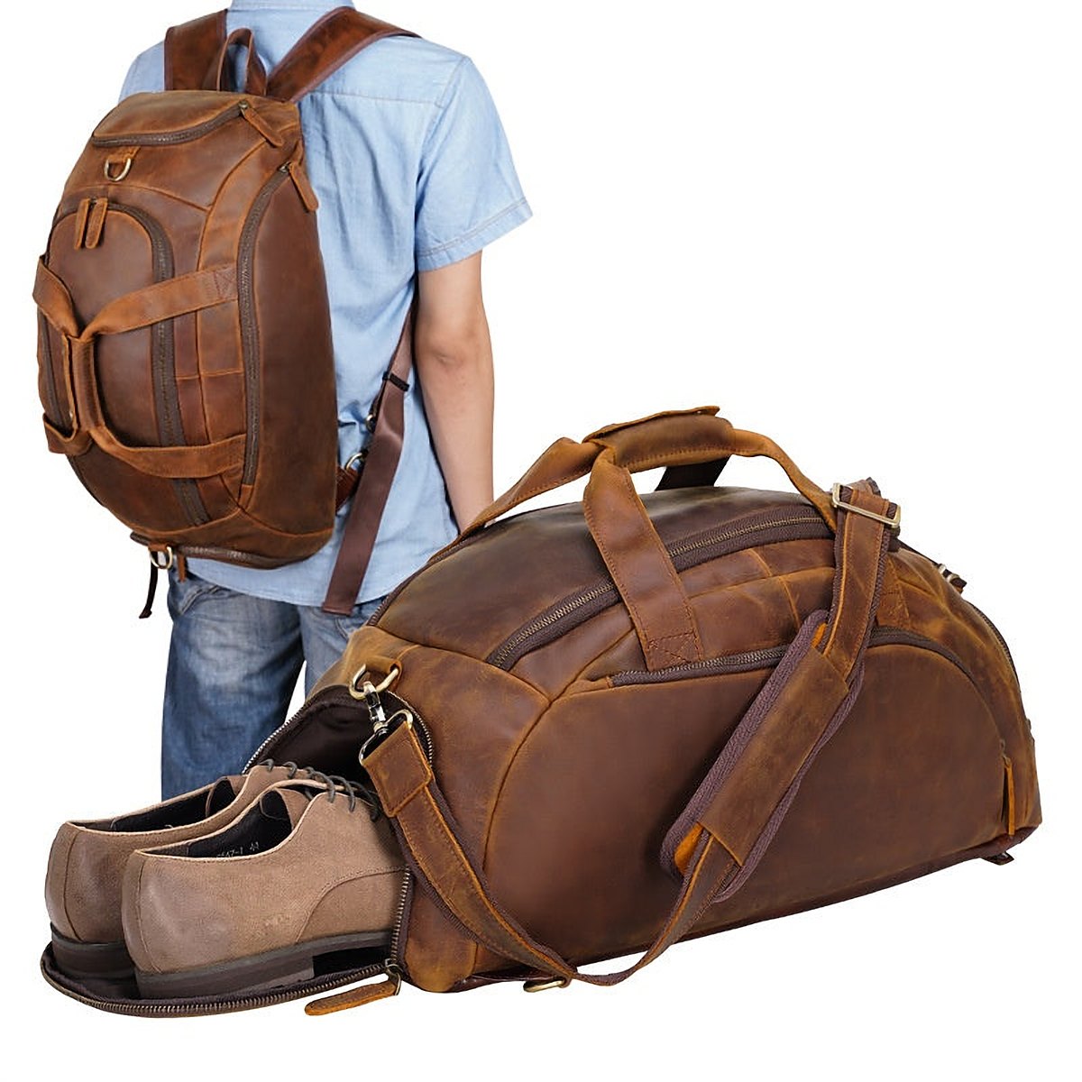 Brera Men's Cowhide Leather Backpack – view 4