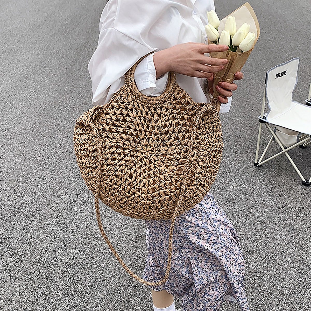 Saffron Woven Straw Shoulder Bag – view 3
