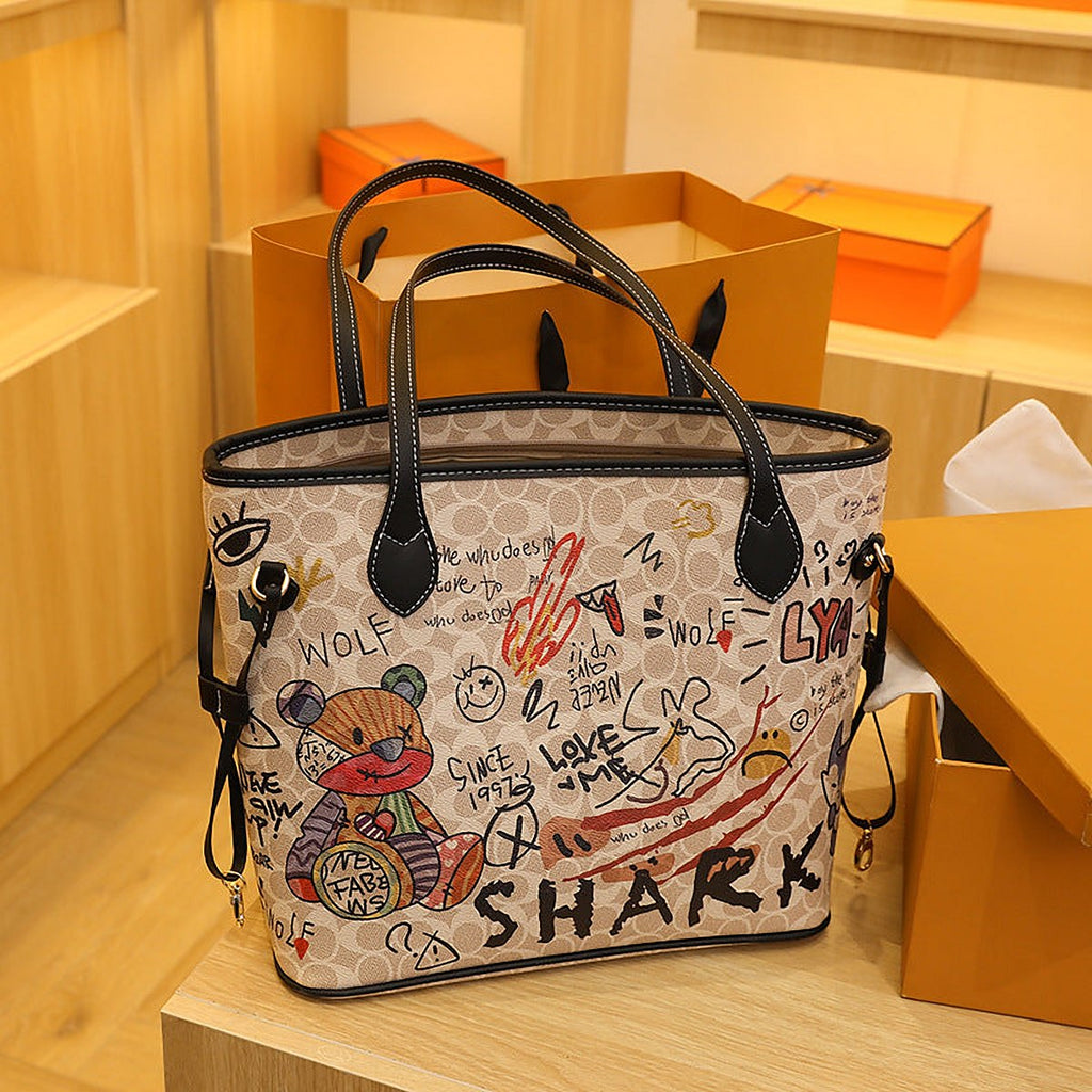 Tilda Graffiti Print Vegan Leather Tote – view 5