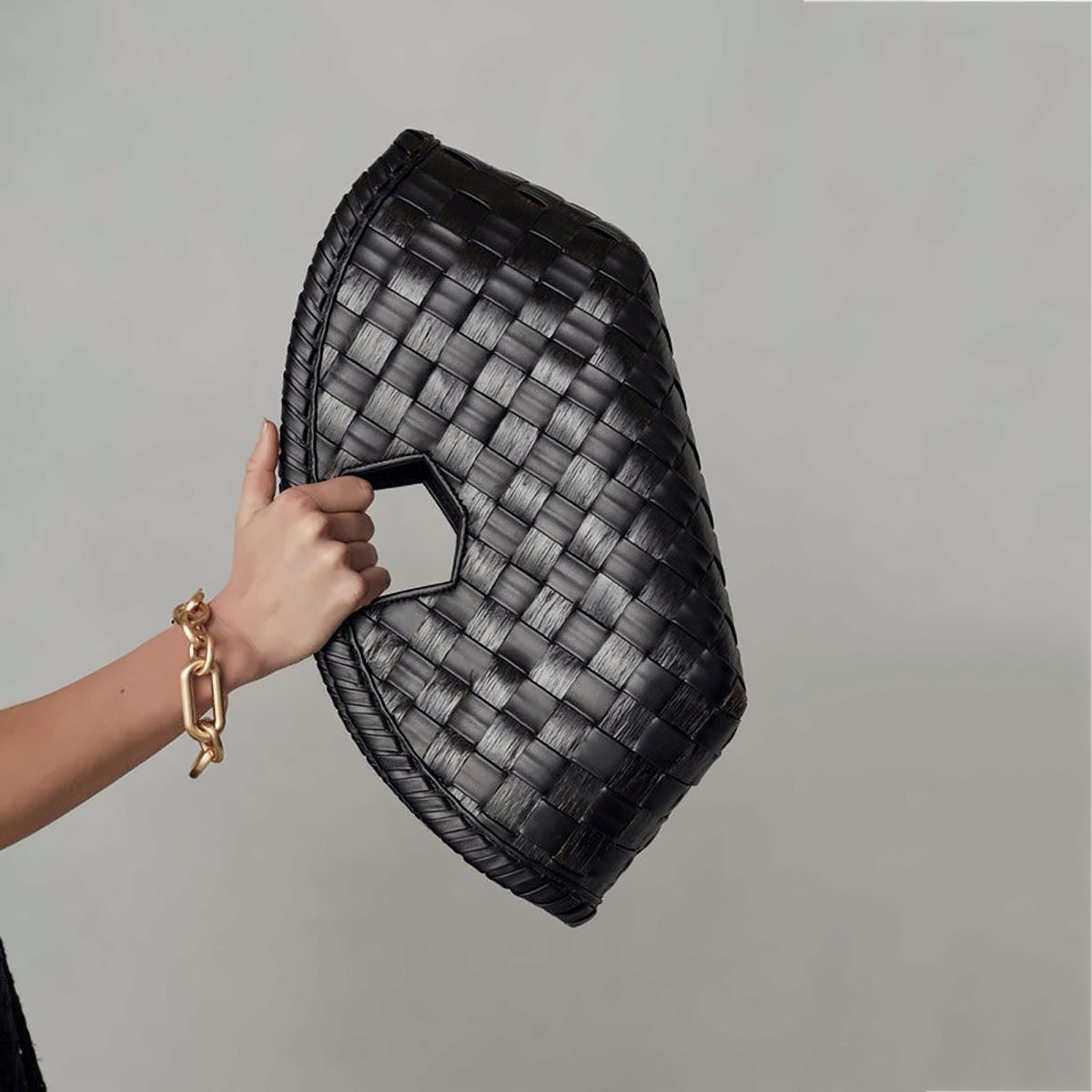Noir Woven Shoulder Tote – view 2