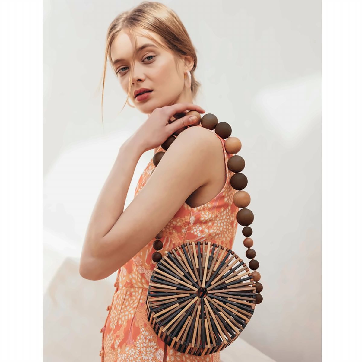 Isola Woven Wood Basket Bag – view 5