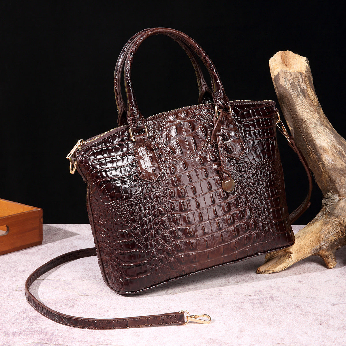 Rialto Croc-Effect Vegan Leather Crossbody Bag – view 1